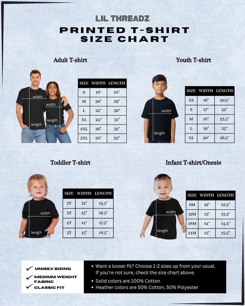 a child's t - shirt sizes chart with a child's t -