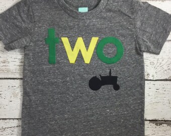 Tractor Birthday Shirt, Birthday Number T-Shirt, Farmer Green Farm Tractor Tee, Tractor Theme Toddler Boy Gift, Tractor Birthday Party Shirt