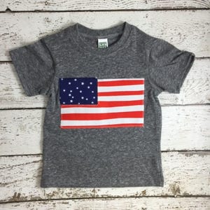 American Flag Shirt, Red White and Blue USA shirt for Kids, God Bless America American Flag for Fourth of July, Hand sewn, Stars and Stripes