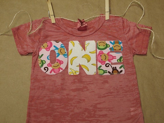 Monkey Birthday Shirt Organic Blend Monkey and Banana print Birthday Tee for girls and boys Great for Twins Il_570xn