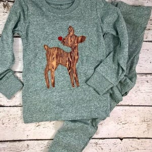 Benutzerdefinierte Weihnachtspyjamas, Weihnachtspyjamas, Weihnachtspyjamas für die Familie, Woodgrain, Rentierpyjama, Babykleinkindkinder-Erwachsenenpyjama