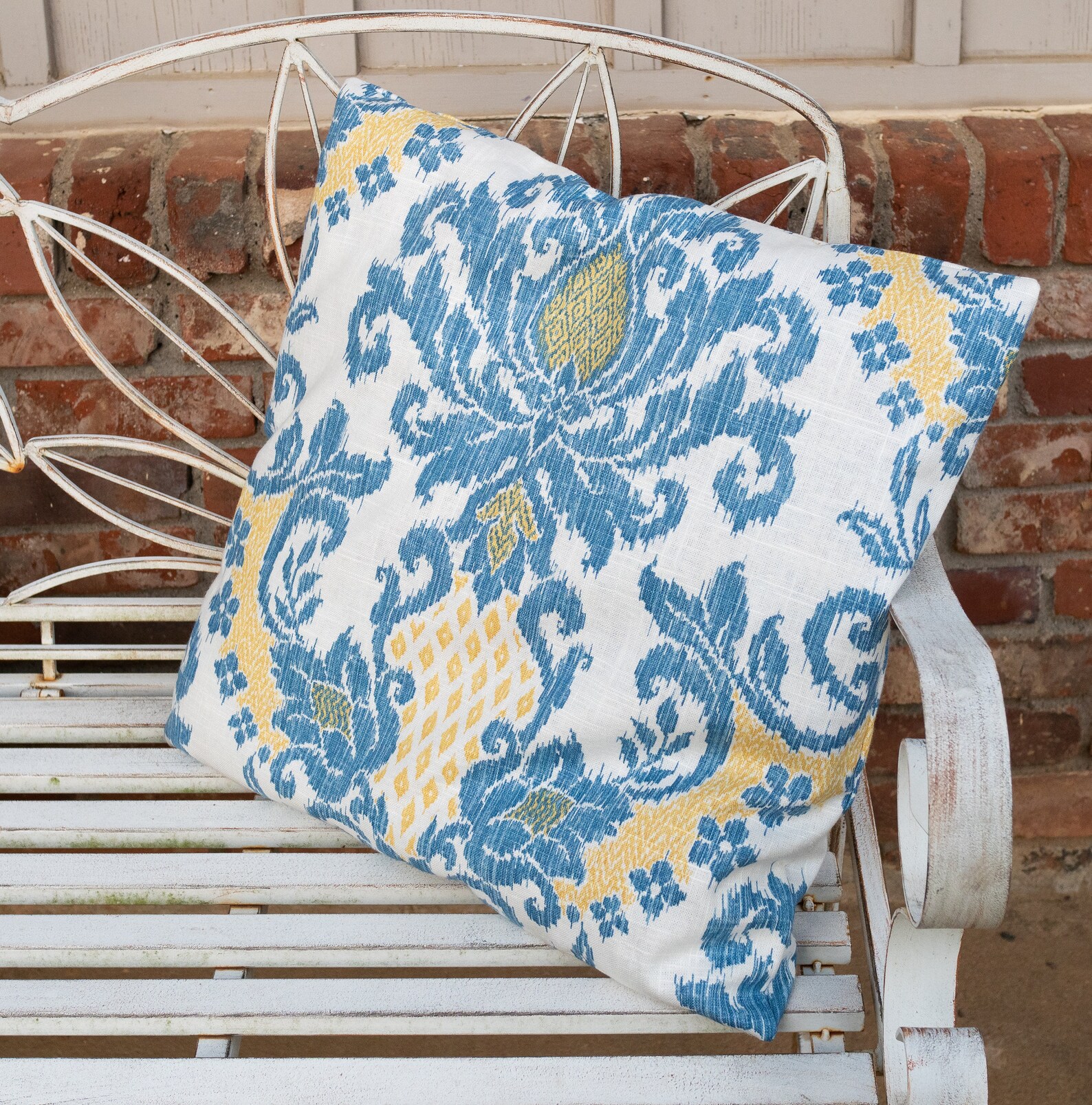 Blue and Yellow Pillow Covers, Waverly Bedazzle Fabric, 20 Square Etsy