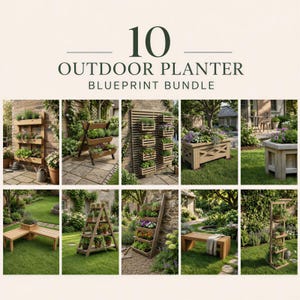 10 Baupläne für Gartenpflanzgefäße | Holzbearbeitungspläne, Hochbeet aus Zedernholz (Digitaler Download)