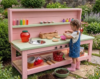 Planos para cocina de barro en PDF / Cocina de barro infantil al aire libre para hacer tú mismo / Construye una cocina de barro / Planos para cocinas de juguete de madera