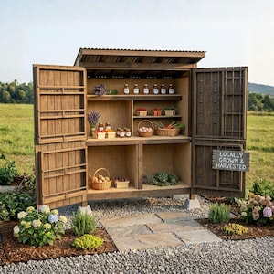 DIY Roadside Farmstand Plans PDF | Secure 4-Door Market Stall Blueprint | Sourdough & Egg Stand Build Guide | Vegetable Display Woodworking