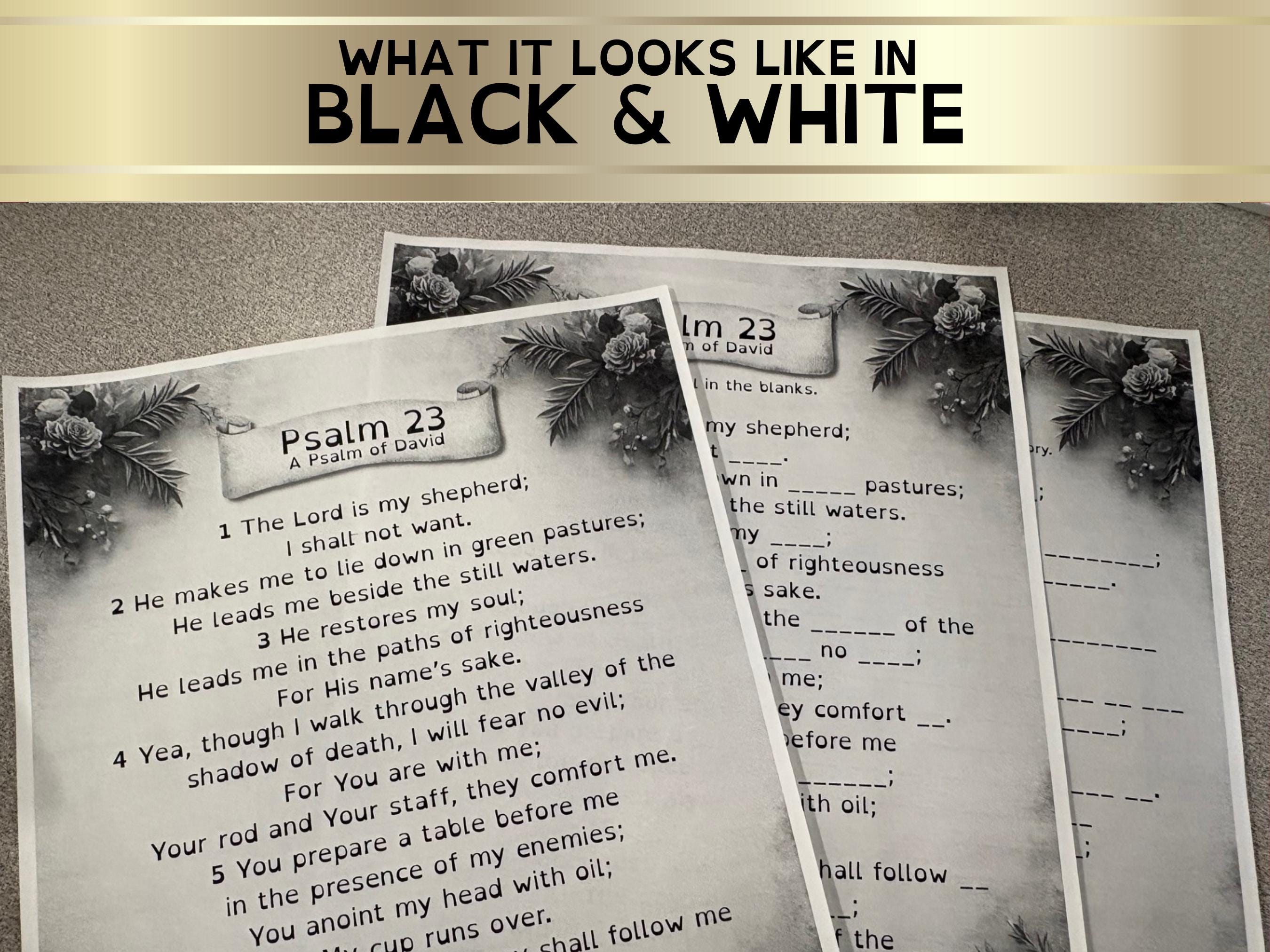 Psalm 23 Fill-in-the-blank Bible Worksheet (instant Download) - Etsy