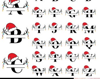 Christmas Split Alphabet SVG: Monogram Cut Files (Digital Download)