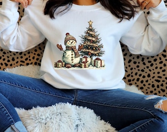 Muñeco de nieve bajo el árbol de Navidad PNG Clipart - Descarga digital