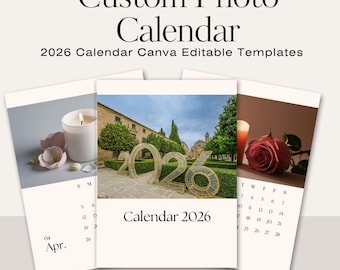 2026 Photo Calendar Template | Custom Photo Calendar | Mini Magnetic Calendar | Desk Calendar | Canva Editable Printable | Digital Download