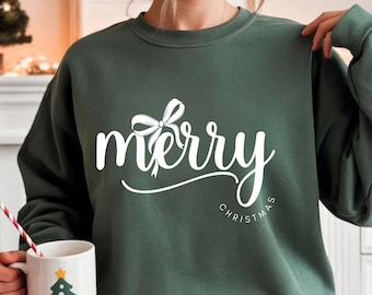 Merry Christmas Bow SVG | Christmas Coquette Bow SVG | Trendy Christmas SVG | Merry Christmas Shirt Design| Winter svg for Cricut Silhouette