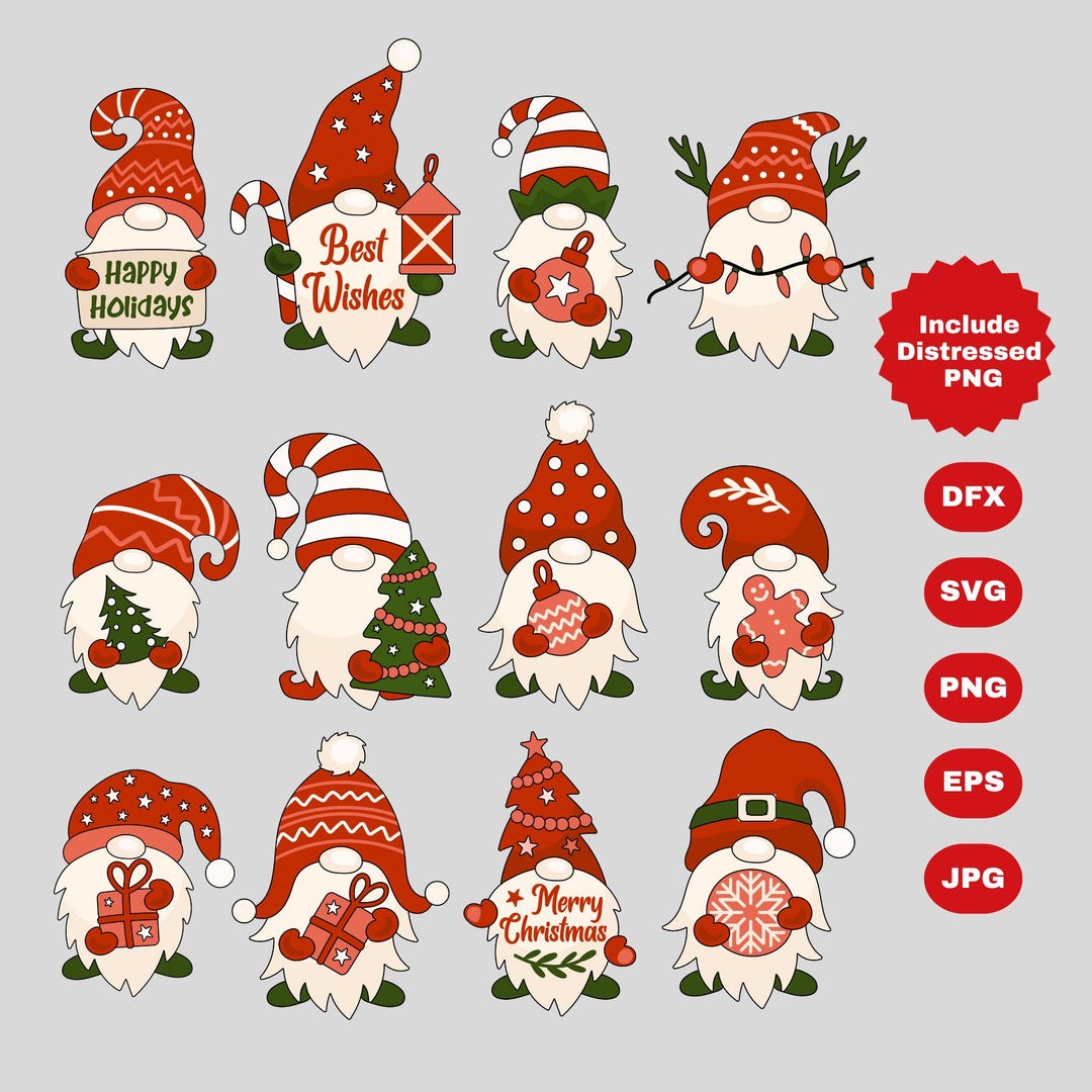 Christmas Gnome SVG Bundle, Ornaments & Decor Cut Files (digital ...