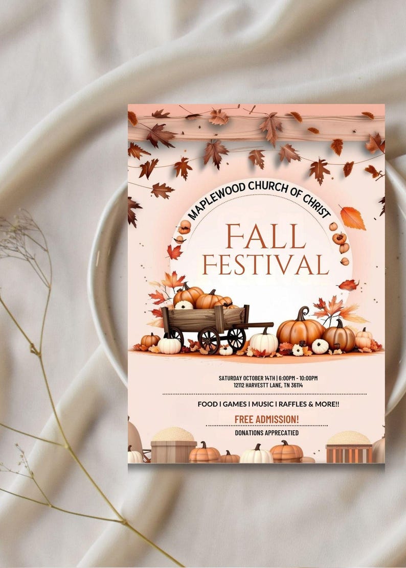 Editable Fall Festival Flyer: Rustic Church Event Invitation (instant ...