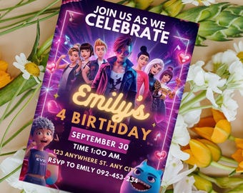 K-Pop Anime Birthday Invitation | Editable Canva Template (Digital Download)