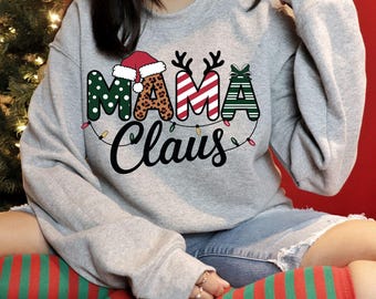 Christmas Mama Claus PNG, Personalized Kids Names Sublimation, Grandma Reindeer PNG, Festive Xmas Shirt Design, Digital Download