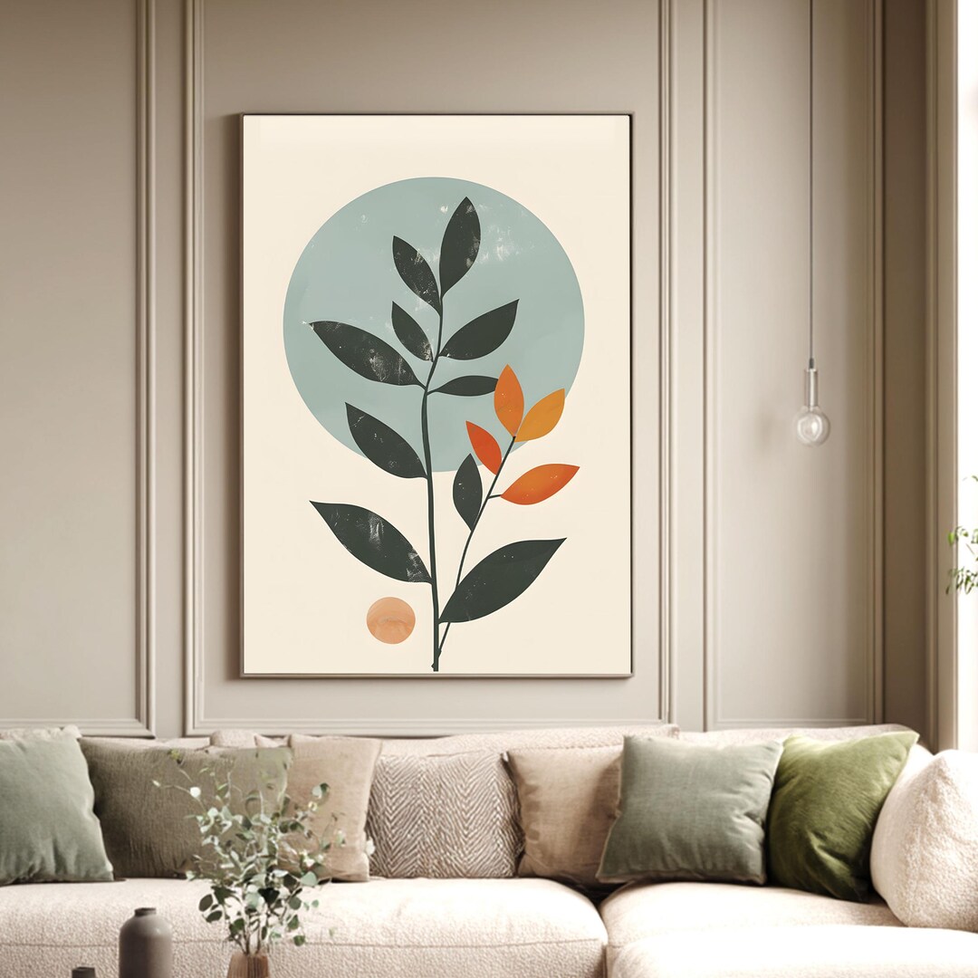 Modern Botanical Art, Mid Century Minimalist, Leaf Wall Art Home Decor ...