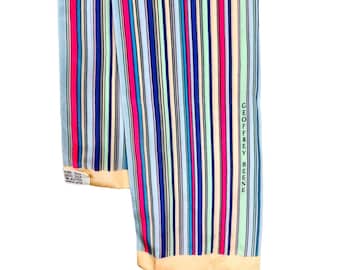 Geoffrey Beene Vintage Silk Scarf Multi Color Vertical Stripe Made in Japan Mens
