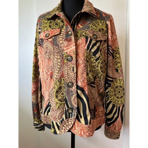 VTG Multicolor Patchwork Zebra  Snakeskin Button … - image 4