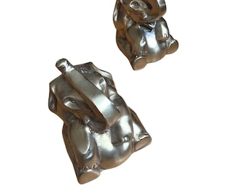 PM Craftsman Vintage MCM Elephant Bookends Set Bronze Metal Trunks Up USA