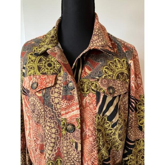 VTG Multicolor Patchwork Zebra  Snakeskin Button … - image 5