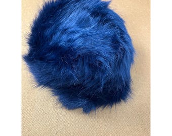 Vintage Blue Fur Luxury Plush Fuzzy Hat Beanie