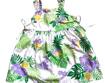 Vintage Pineapple Hawaiian Dress Toddler Size 2 RJC Made in Hawaii