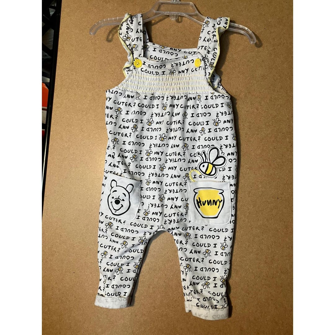 Disney Baby Winnie the Pooh Bee Honey Cute All Over Print Overalls 6 9 ...