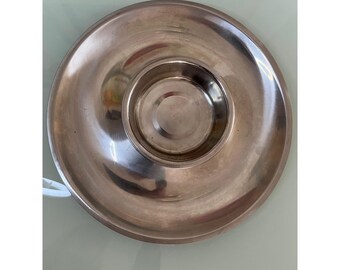 Vintage MCM  Cultura Stainless Steel Chip and Dip Server Set Round Platter Bowl