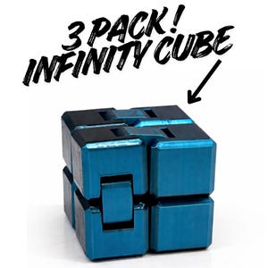 Infinity Cube Fidget – 3 Pack Phantom Blue & Black 3D Printed Desk Toy