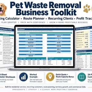 Pet Waste Removal Business Toolkit | Pricing, Routes, Profit Tracker (Digital Download)