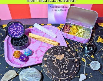 High Priestess Altar Kit | Witch Starter Kit | Divination Set | Pendulum Kit | Crystal Altar Set | Tarot Ritual Tools | Witchcraft Gift