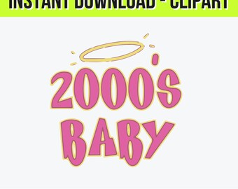 2000’s Baby Clipart | Y2K Aesthetic Digital Download | Cute Pink Retro Graphic | PNG SVG jpg Illustrator | Girly Coquette Art Bratz Doll