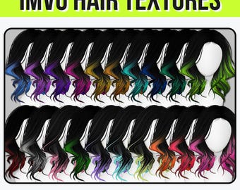 IMVU 20 HQ Hair Texture Pack – Black & Color Pack | Pro Creator PNG Digital Download | Realistic Hair Textures for Avatars