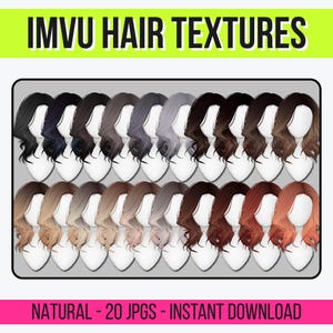 IMVU 20 HQ Hair Texture Pack – Natural Set | Pro Creator PNG Digital Download | Realistic Hair Textures for Avatars