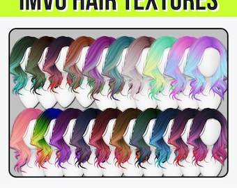 Paquete de texturas de cabello IMVU 20 HQ – Paquete multicolor / Descarga digital PNG para creadores profesionales / Texturas de cabello realistas para avatares