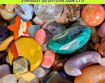 Stardust OG Crystal Confetti Lucky Scoop | Mixed Crystal Chips & Mini Carvings | Mystery Crystal Scoop | Witchy Decor Gift