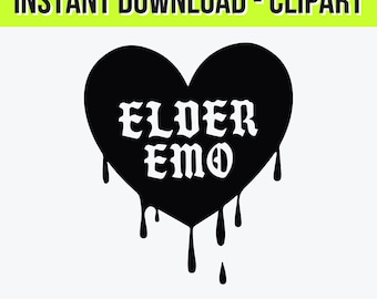 Elder Emo Dripping Heart Clipart | Gothic / Scene Kid Digital Art | SVG PNG jpg Illustrator | Digital Download | Stickers, Shirts, & More