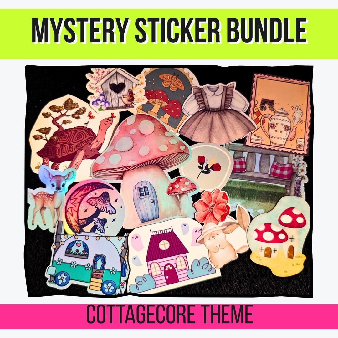 Cottagecore Mystery Sticker Pack | Mushrooms, Frogs, Tea, Books, Garden ...