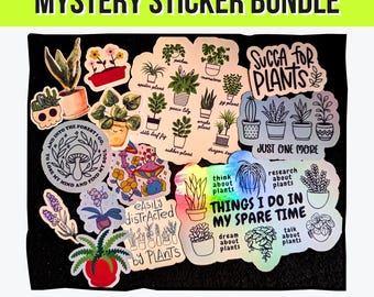 Plant Mystery Sticker Pack | Houseplants, Leaves, Botanicals, Garden Aesthetic | Glossy or Holographic | Water Resistant Stickers
