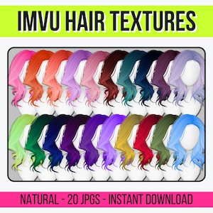 IMVU 20 HQ Hair Texture Pack – Vibrant Set | Pro Creator PNG Digital Download | Realistic Colorful Hair Textures for Avatars