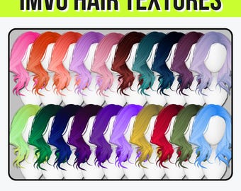 IMVU 20 HQ Hair Texture Pack – Vibrant Set | Pro Creator PNG Digital Download | Realistic Colorful Hair Textures for Avatars