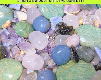 Siren Stardust Crystal Confetti | Mermaid Crystal Mix | Ocean & Sea Witch Crystal Scoop | Witchy Altar Decor | Real Sea Shells
