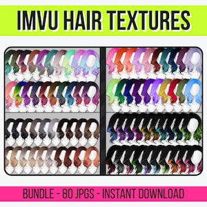 IMVU 80 HQ Hair Texture Pack – [Vibrant / Natural / Fantasy] Styles | Pro Creator PNG Digital Download | Realistic Hair Textures for Avatars
