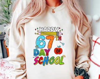 67th Day of School PNG, Kids T-Shirt Design (Digital Download)