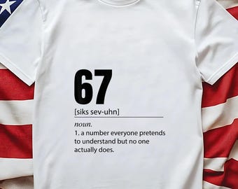 67 Meme Nummer Sechs Sieben Gen Alpha Slang PNG, lustiges digitales Design