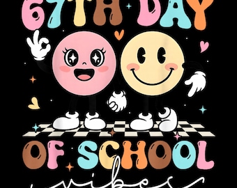 67th Day of School PNG, Kids T-Shirt Design (Digital Download)