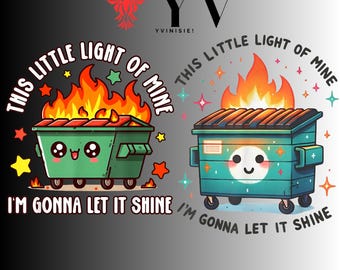 SVG PNG de un basurero en llamas: Diseño de clipart de "Esta pequeña luz mía" (descarga digital)