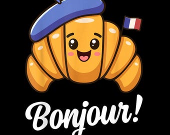 Croissant Bonjour PNG, French Bakery Clipart (Digital Download)