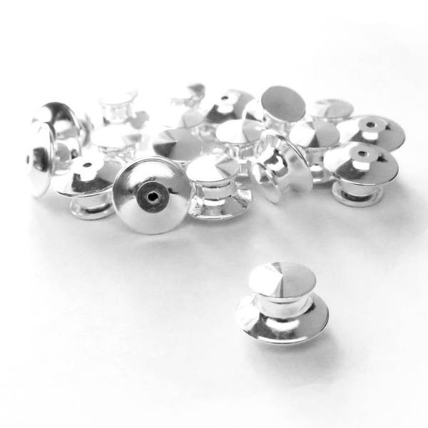 Locking Pin Backs - No Tools Needed Silver Tone Locking Pin Keepers For Bags Silver Pin Locks Pin Lock Set