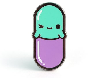 SALE Happy Pill Enamel Pin - Pill Hard Enamel Pin Cloisonné Doctor Lapel Pin Nurse Badge Pharmacist Kawaii Pin Pill Enamel Pin Medicine Gift