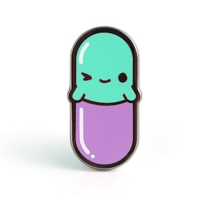 SALE Happy Pill Enamel Pin - Pill Hard Enamel Pin Cloisonné Doctor Lapel Pin Nurse Badge Pharmacist Kawaii Pin Pill Enamel Pin Medicine Gift